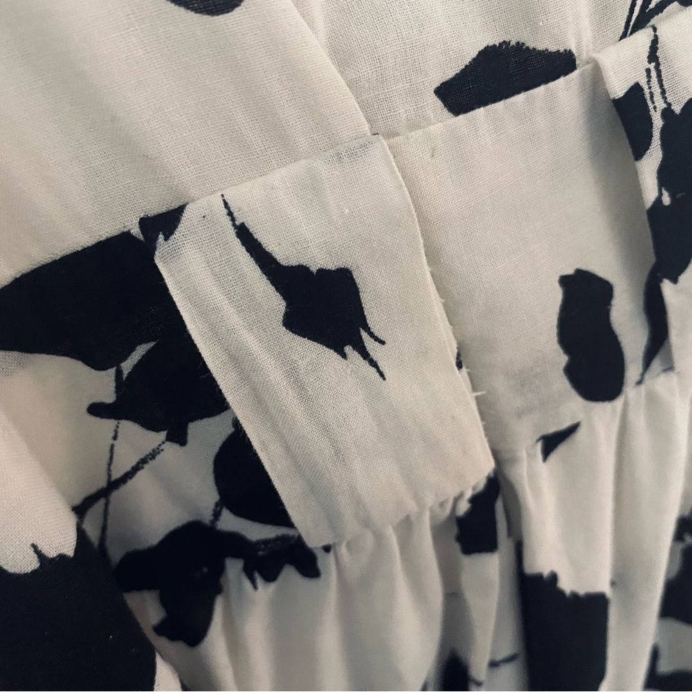 Lapis Women's Black & White Floral Spaghetti Strap Sundress PETITE LARGE - Picture 5 of 9